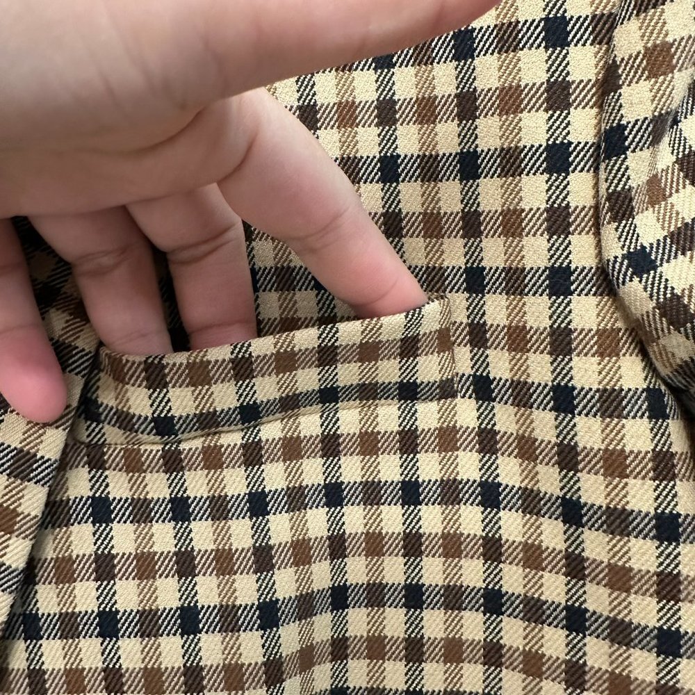 Zara Woman Double Breasted Plaid Blazer Brown Tan Academia Preppy Medium - Picture 6 of 16
